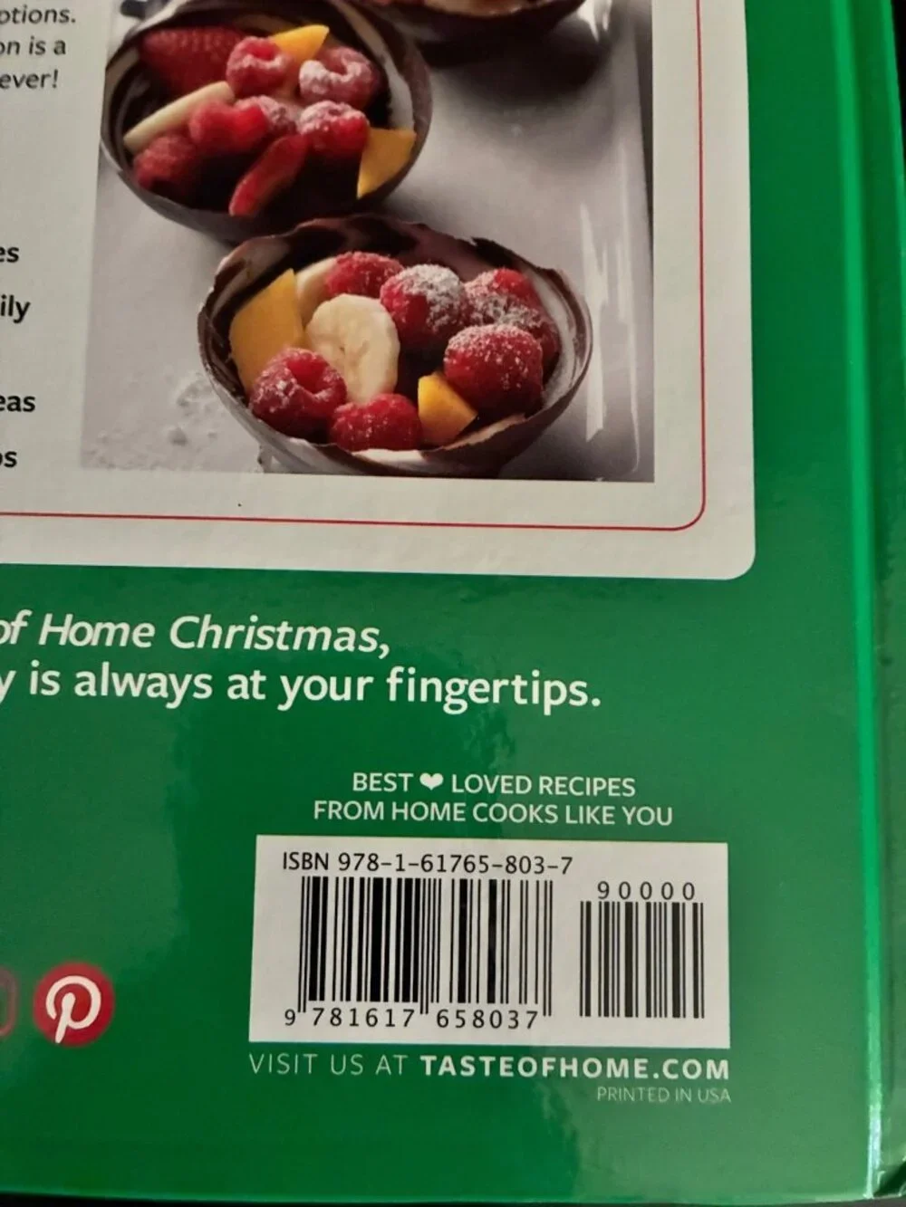 Taste of Home Christmas Cookbook Hardcover Holiday Recipes & Menus Full Color